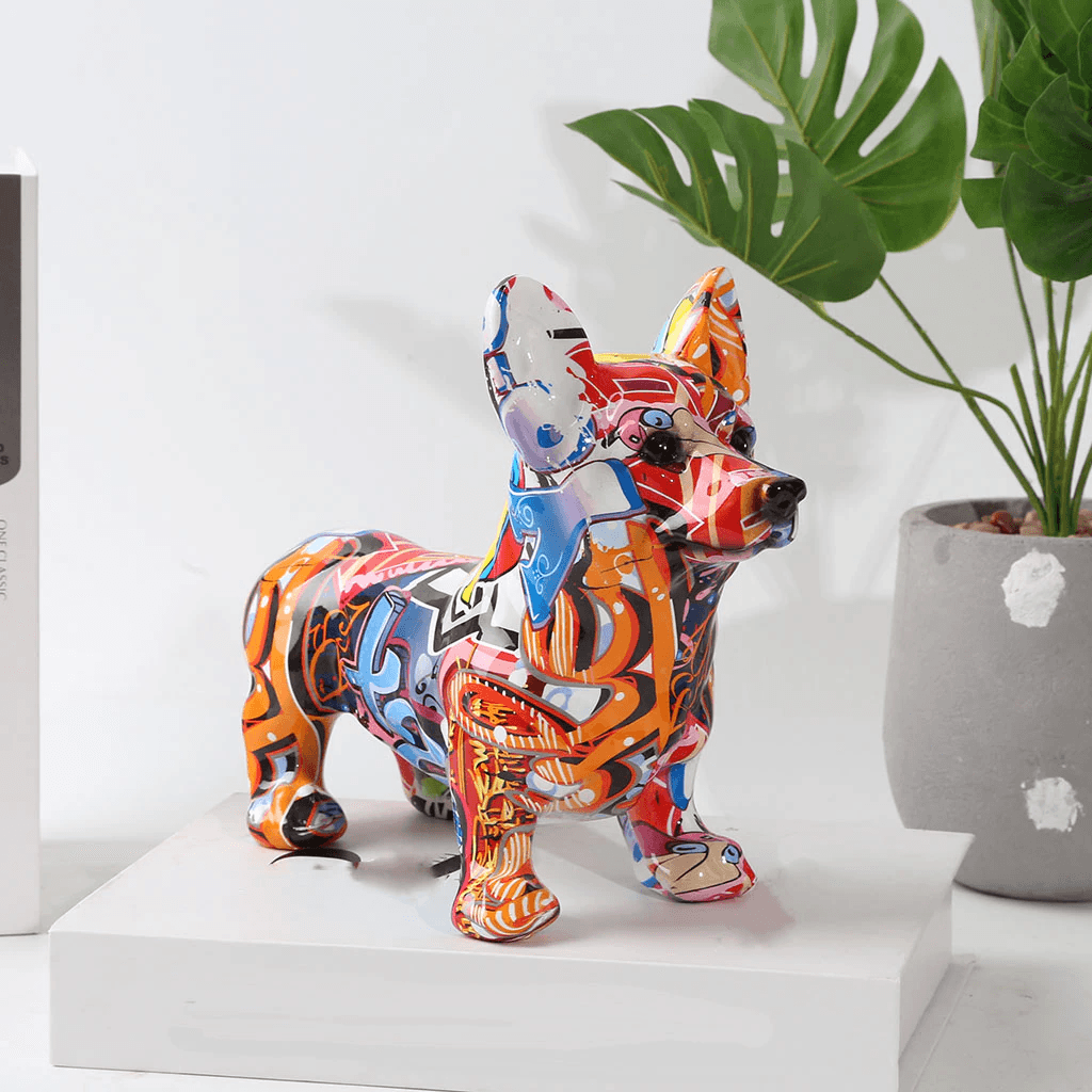 Abstract Corgi Sculpture - Floral Fawna