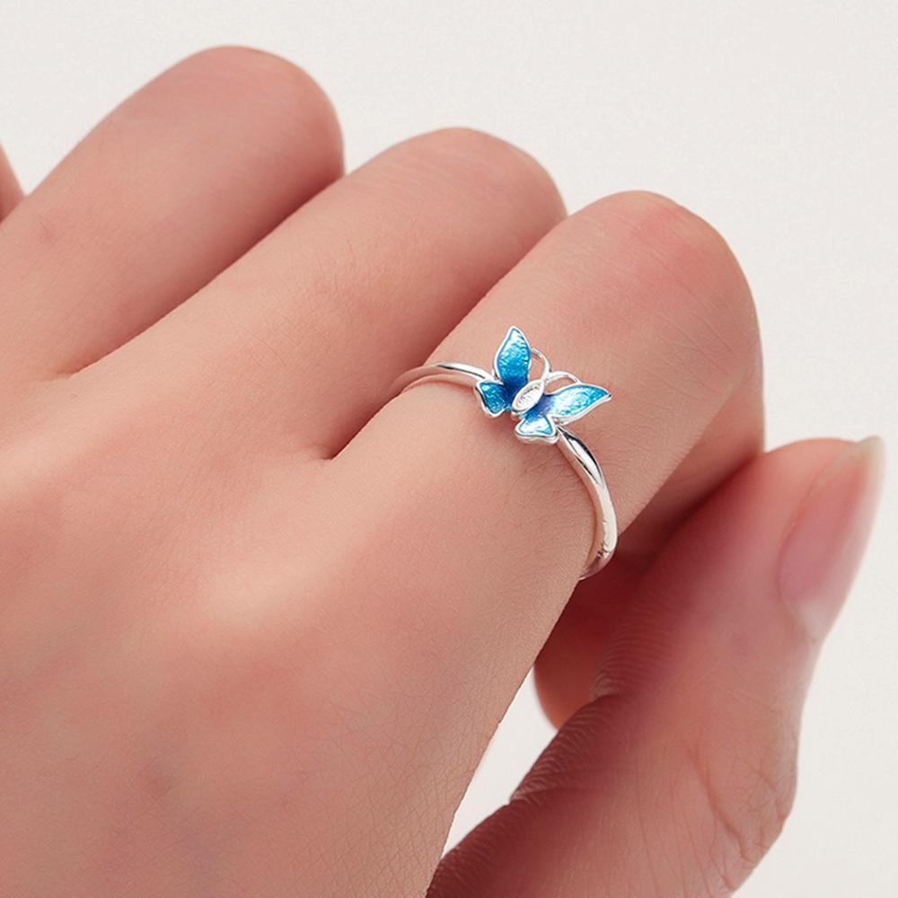 Delicate Blue Butterfly Ring - Floral Fawna