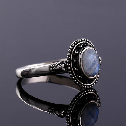 Moonstone Sweetheart Silver Ring - Floral Fawna