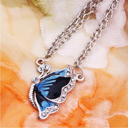 Charming Blue Butterfly Necklace - Floral Fawna