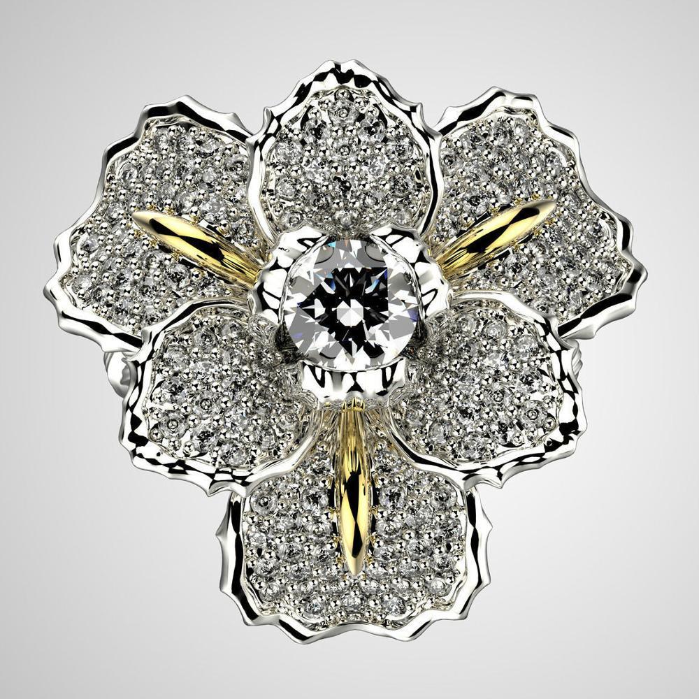 Delicate Iris Flower Crystal Ring - Floral Fawna