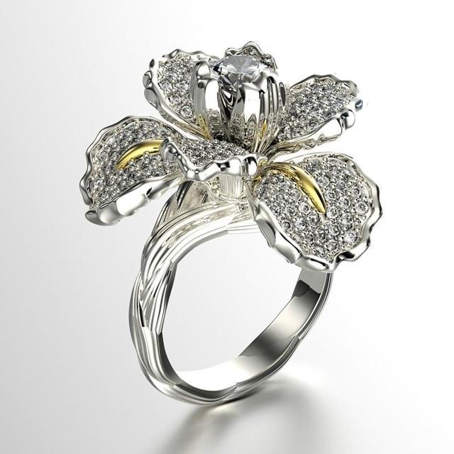 Delicate Iris Flower Crystal Ring - Floral Fawna