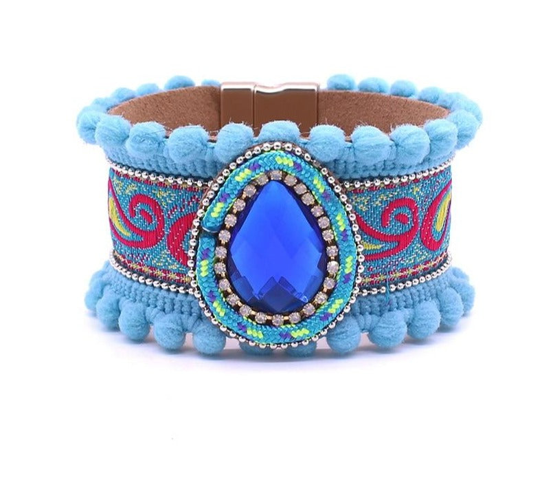 Bohemian Leather Bracelet - Floral Fawna