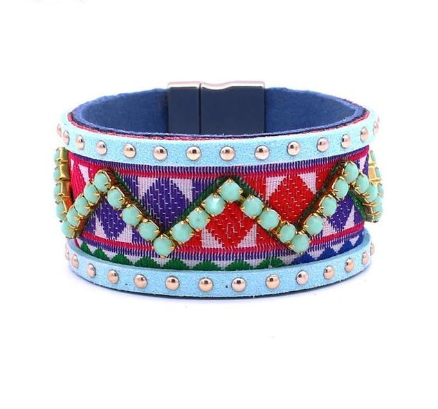 Bohemian Leather Bracelet - Floral Fawna