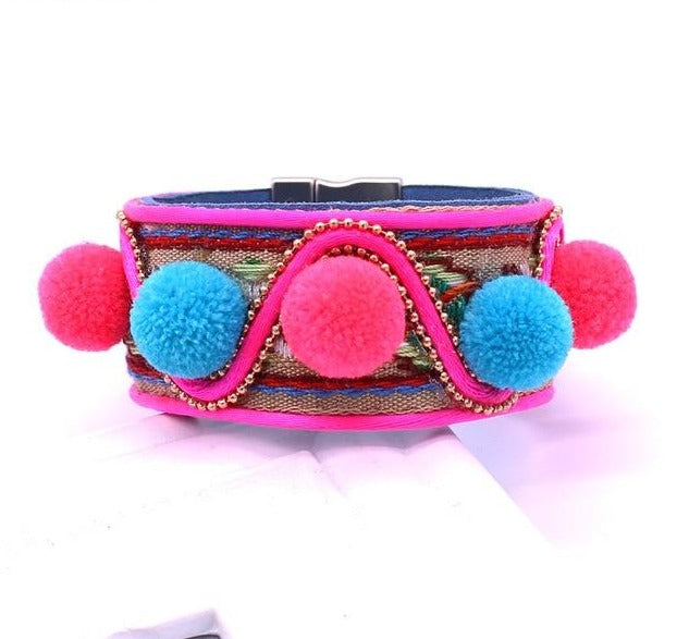 Bohemian Leather Bracelet - Floral Fawna