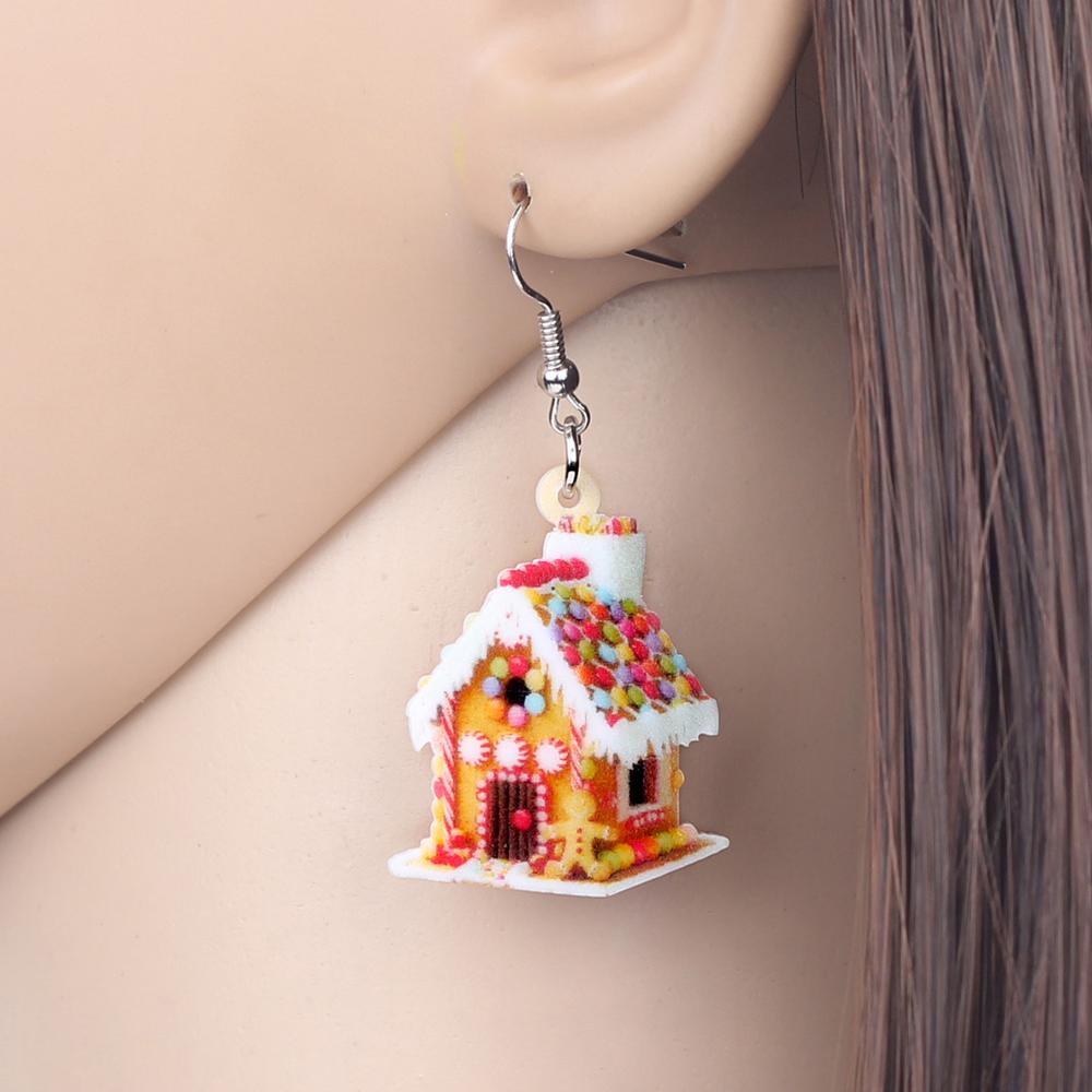 Christmas Gingerbread House Novelty Earrings - Floral Fawna