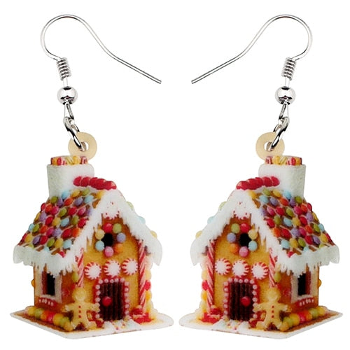 Christmas Gingerbread House Novelty Earrings - Floral Fawna