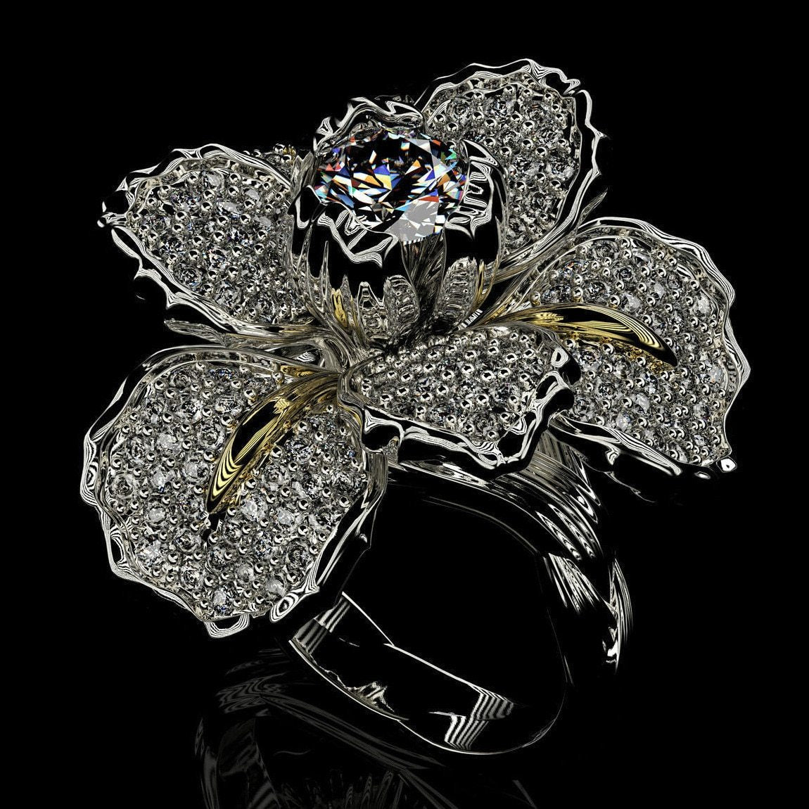 Delicate Iris Flower Crystal Ring - Floral Fawna