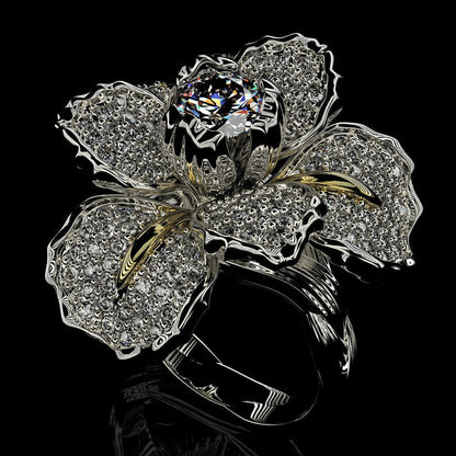 Delicate Iris Flower Crystal Ring - Floral Fawna