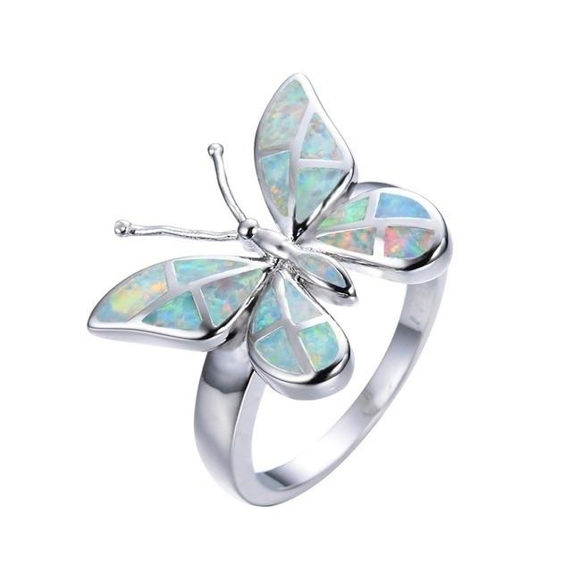 Fire Opal Butterfly Ring - Floral Fawna