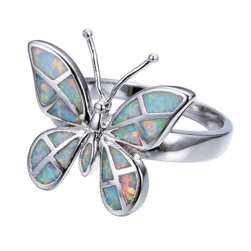 Fire Opal Butterfly Ring - Floral Fawna