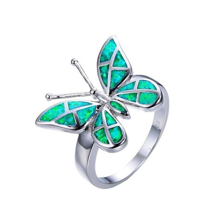 Fire Opal Butterfly Ring - Floral Fawna