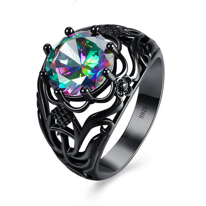 Mystic Rainbow Black Gold Ring - Floral Fawna