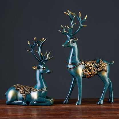 2 x Deer Sculptures - Floral Fawna