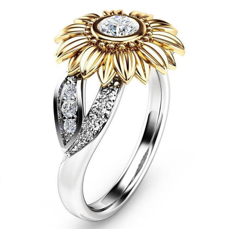 Colorful Crystal Sunflower Ring - Floral Fawna