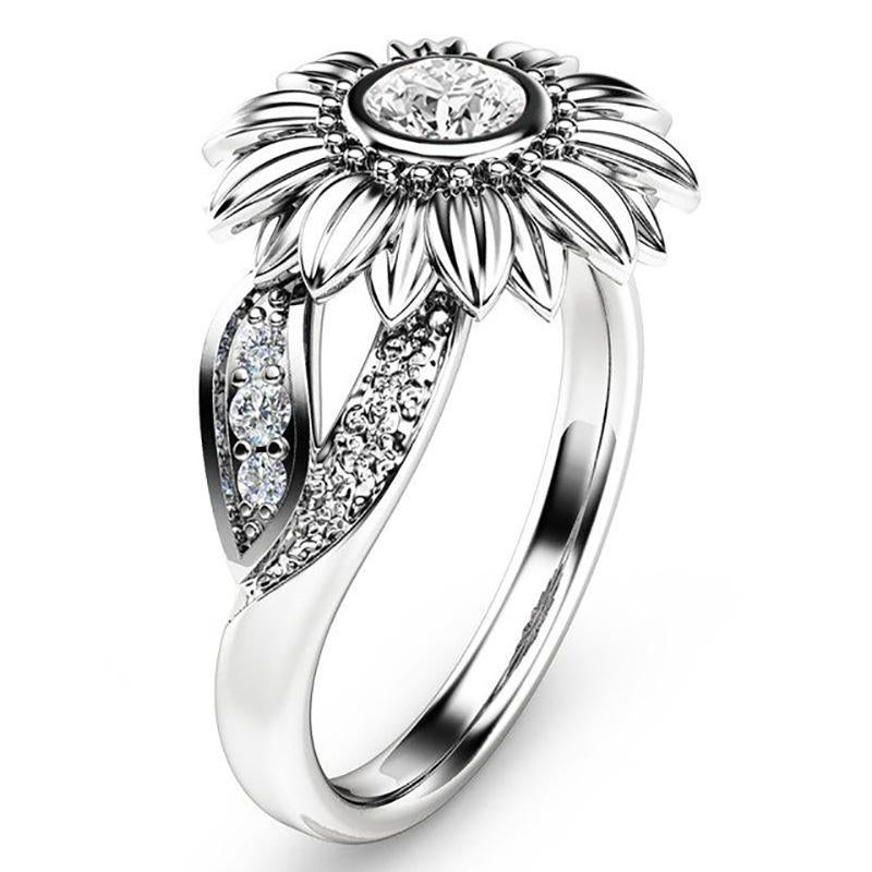 Colorful Crystal Sunflower Ring - Floral Fawna