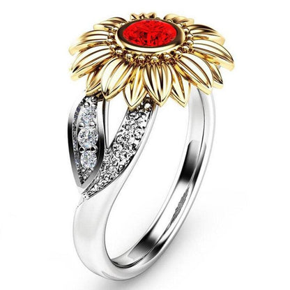 Colorful Crystal Sunflower Ring - Floral Fawna