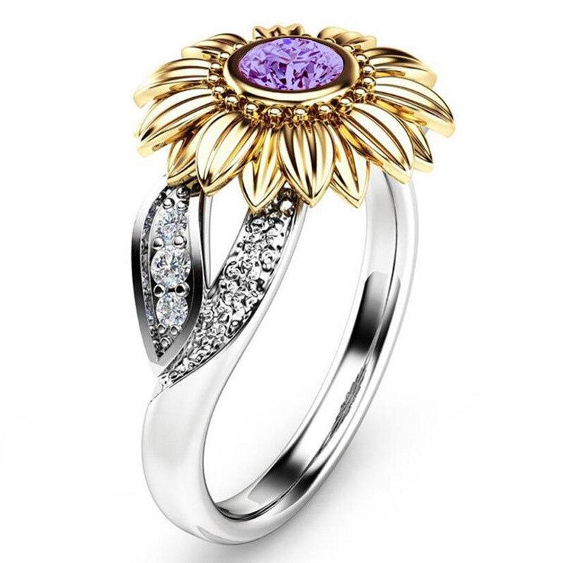 Colorful Crystal Sunflower Ring - Floral Fawna