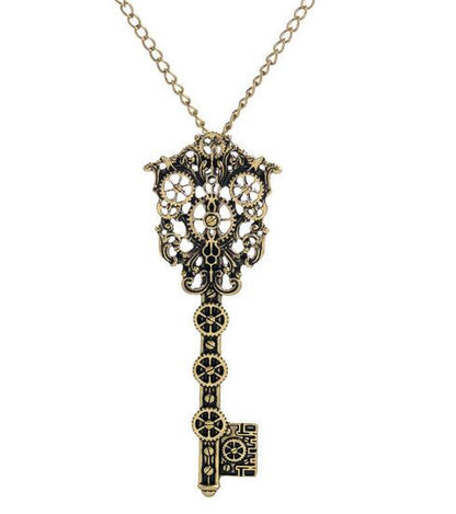 Vintage Style Steampunk Key Necklace - Floral Fawna