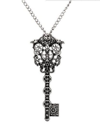 Vintage Style Steampunk Key Necklace - Floral Fawna