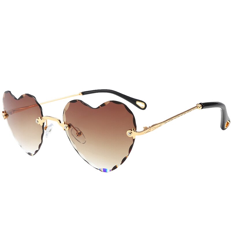 Heart Shaped Rimless Sunglasses - Floral Fawna