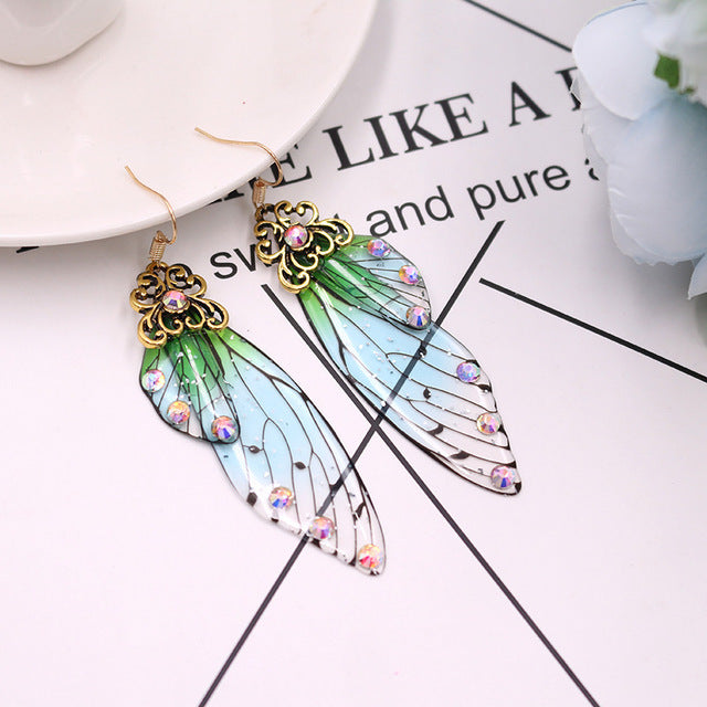 Cicada Wing Earrings - Floral Fawna