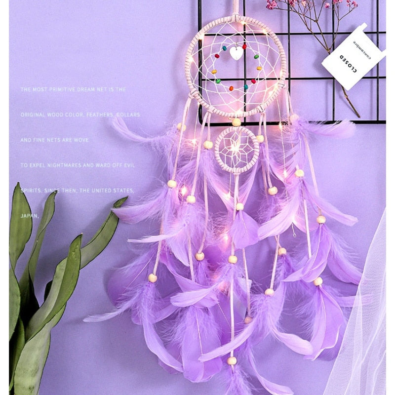 Handmade Dream Catcher with LED lights - Floral Fawna