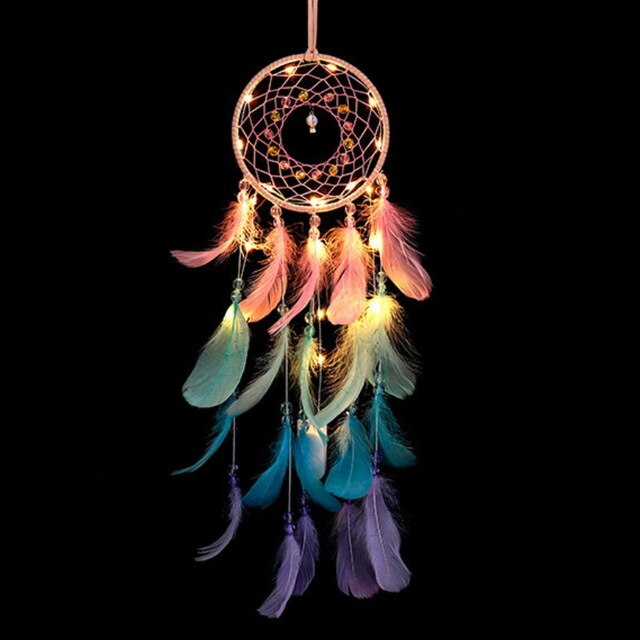 Handmade Dream Catcher with LED lights - Floral Fawna