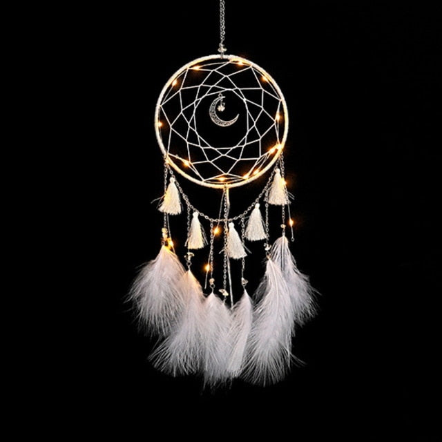 Handmade Dream Catcher with LED lights - Floral Fawna