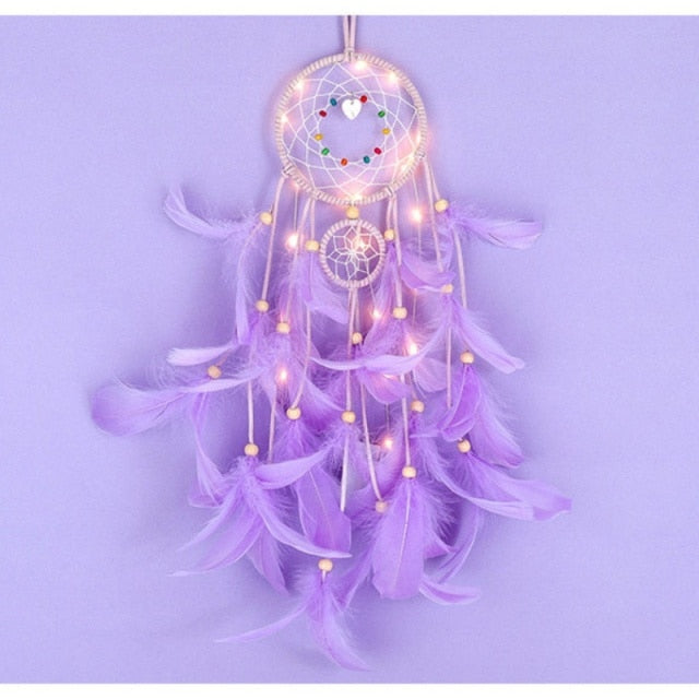 Handmade Dream Catcher with LED lights - Floral Fawna