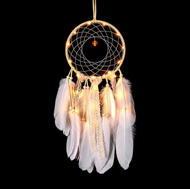 Handmade Dream Catcher with LED lights - Floral Fawna