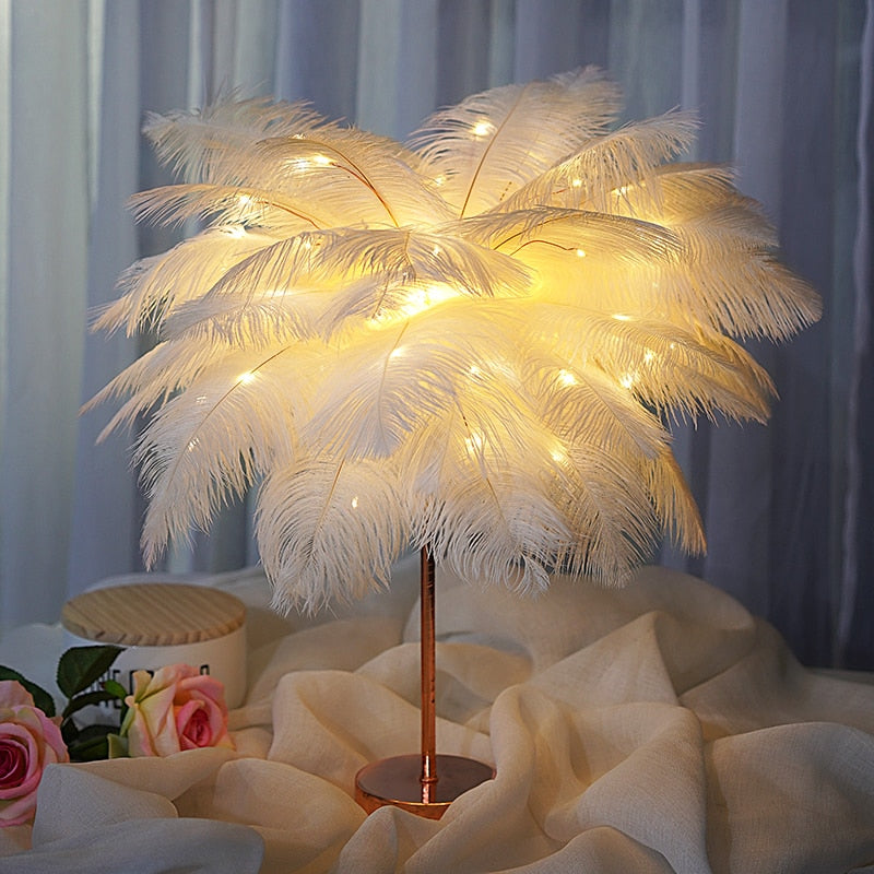 Stunning Feather Lampshade - Floral Fawna