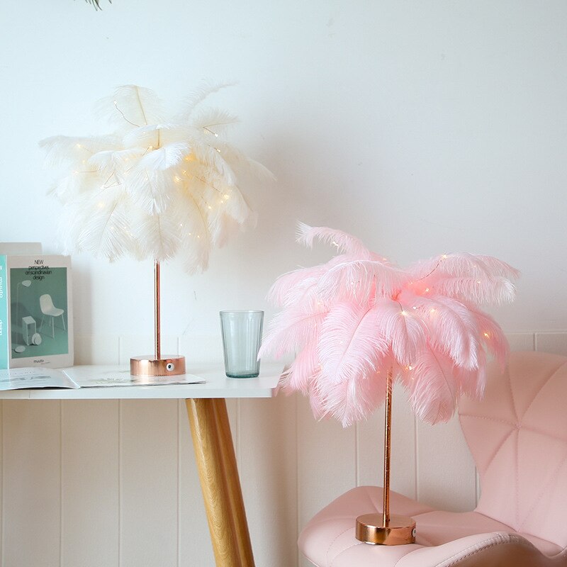 Stunning Feather Lampshade - Floral Fawna