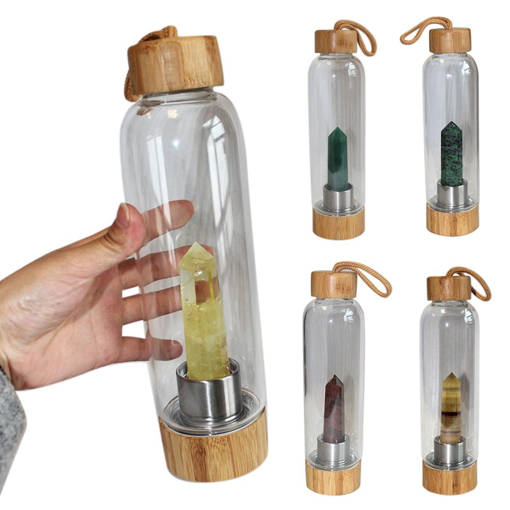 Natural Crystal Glass Water Bottle - Floral Fawna