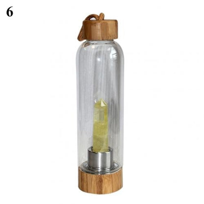 Natural Crystal Glass Water Bottle - Floral Fawna