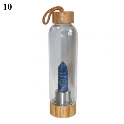 Natural Crystal Glass Water Bottle - Floral Fawna