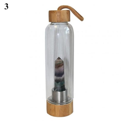 Natural Crystal Glass Water Bottle - Floral Fawna