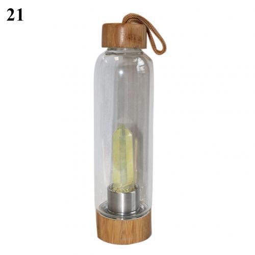 Natural Crystal Glass Water Bottle - Floral Fawna