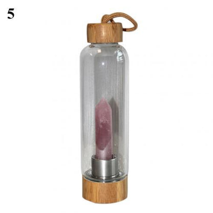 Natural Crystal Glass Water Bottle - Floral Fawna