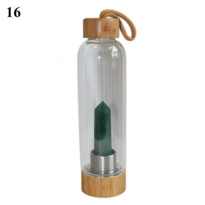 Natural Crystal Glass Water Bottle - Floral Fawna