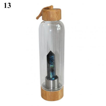 Natural Crystal Glass Water Bottle - Floral Fawna