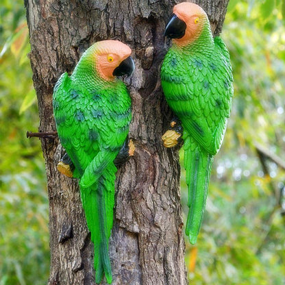 Lifelike Parrot Sculpture - Floral Fawna