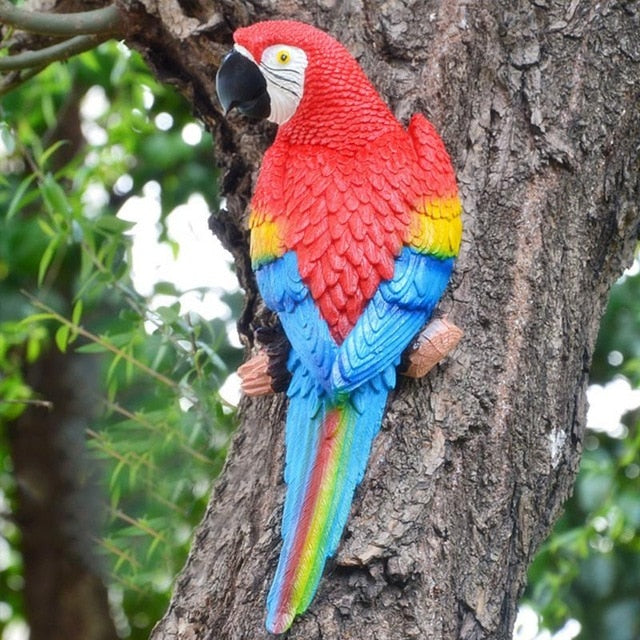 Lifelike Parrot Sculpture - Floral Fawna