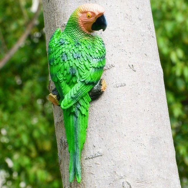 Lifelike Parrot Sculpture - Floral Fawna