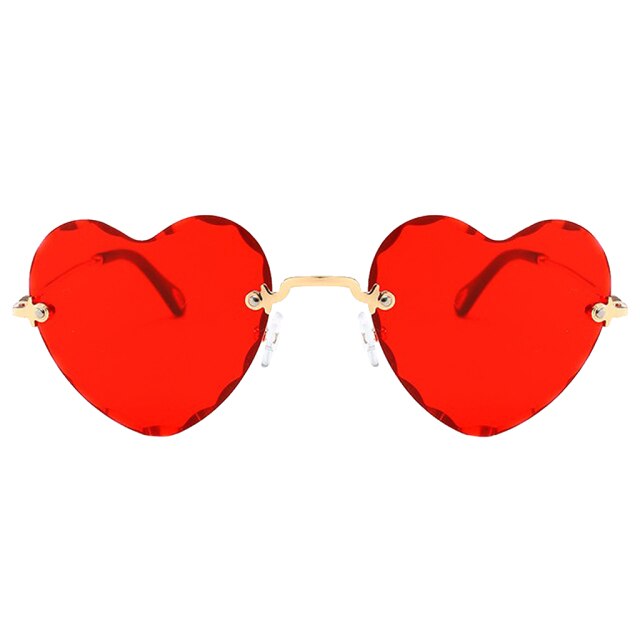 Heart Shaped Rimless Sunglasses - Floral Fawna