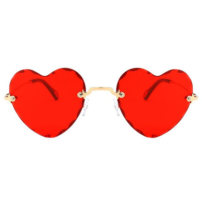 Heart Shaped Rimless Sunglasses - Floral Fawna