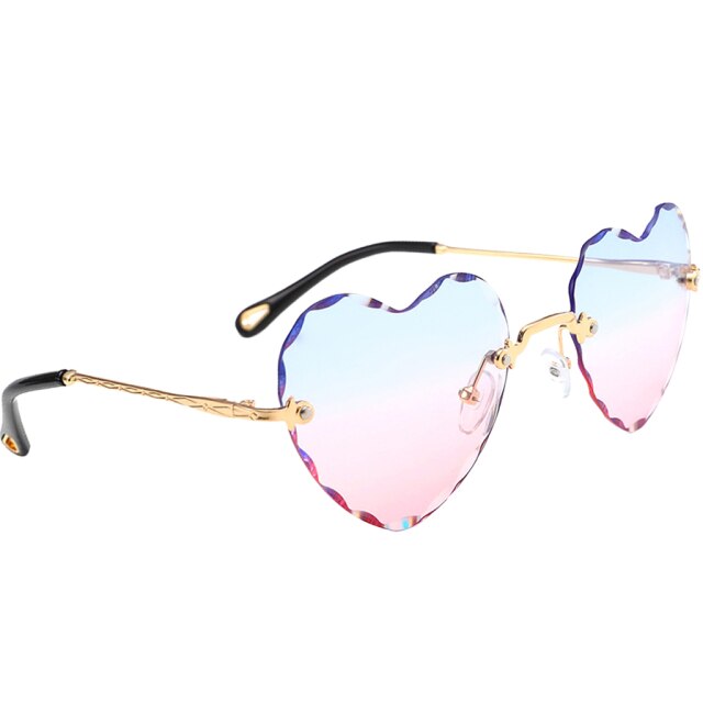 Heart Shaped Rimless Sunglasses - Floral Fawna