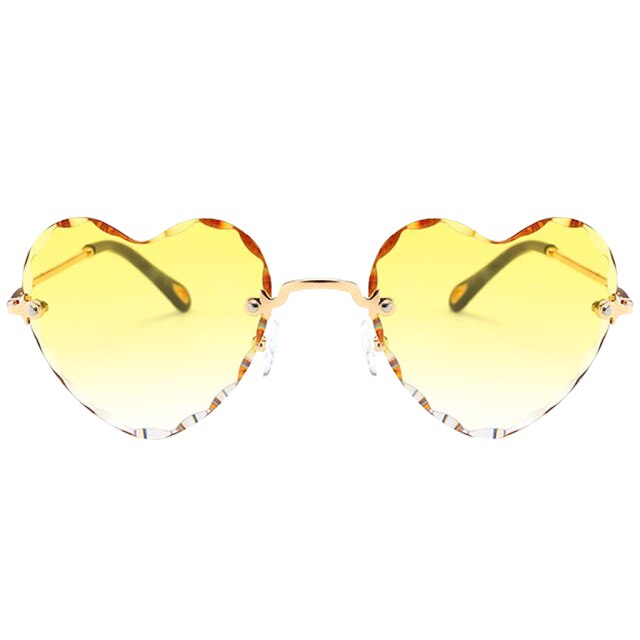 Heart Shaped Rimless Sunglasses - Floral Fawna