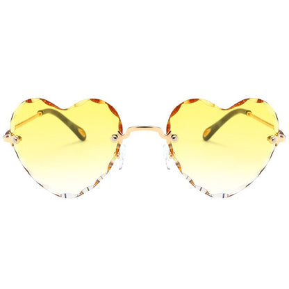 Heart Shaped Rimless Sunglasses - Floral Fawna