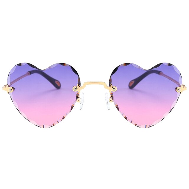 Heart Shaped Rimless Sunglasses - Floral Fawna